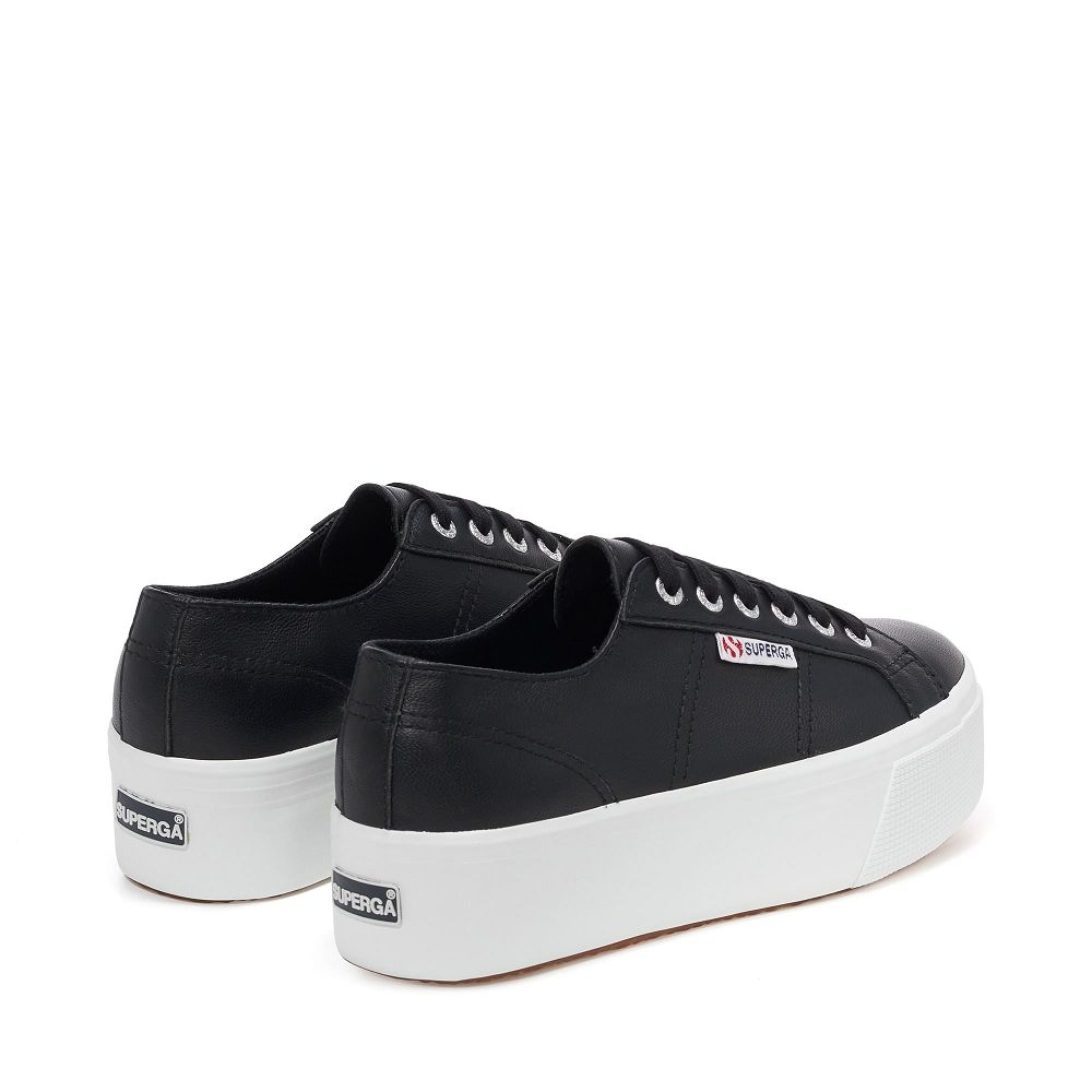 Superga 2790 Nappa Black Platform Sneakers - Women's Sneakers USA | US7853235